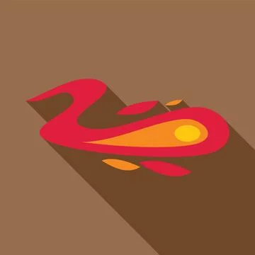 Abstract red and orange flame with long shadow on brown background Stock Illustration