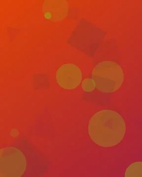 Abstract Red and Orange Gradient Background with Floating Geometric Shapes .. Stock Illustration
