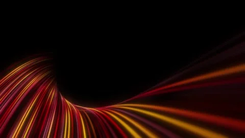 Abstract red and orange neon light trails flowing into curved tunnel. Glowi.. Stock Footage 334818033