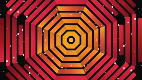 Abstract Red and Orange Octagonal Audio Visualizer Background Stock Footage 328566129