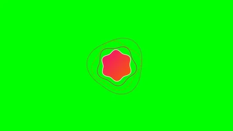Abstract red and orange organic shape with concentric outlines on green Stock Footage 340266693