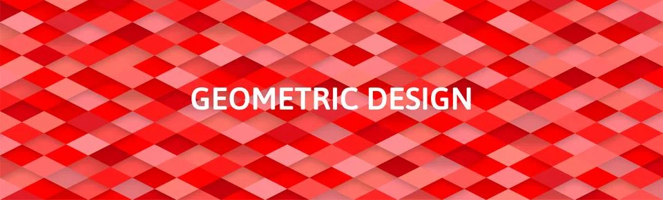Abstract red and pink banner with checkered texture, trendy geometric pattern Stock Illustration