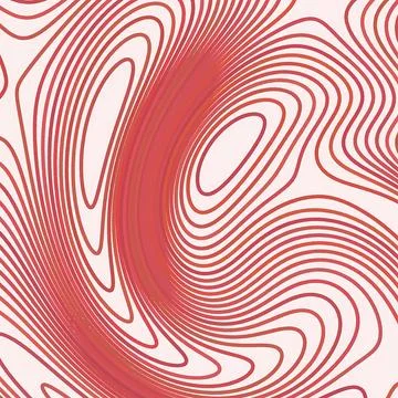 Abstract Red and Pink Topographic Line Pattern, Modern Swirling Concentric Stock Illustration