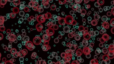 Abstract red and teal bubbles in motion. Vidéo 332089627