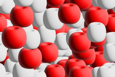 Abstract Red and White 3D Apples Stock Illustration