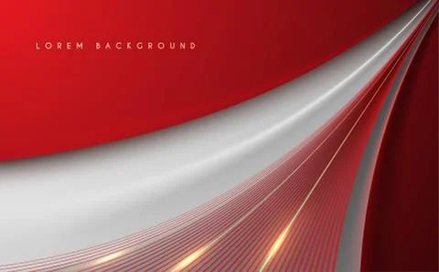 Abstract red and white background with gold lines Stock Illustration