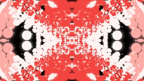 Abstract Red and White Bubbly Kaleidoscope Background with Stars Stock Footage 332787395