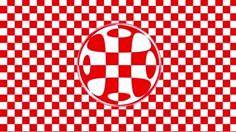 Abstract red and white checkered pattern creating a spherical illusion. Opt.. Stock Footage 305716796