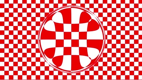 Abstract red and white checkered pattern creating a spherical illusion. Opt.. Stock Footage 305716919