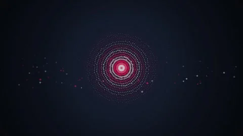 Abstract Red and White Circular Pattern of Dots on Dark Background Stock Footage 348072481