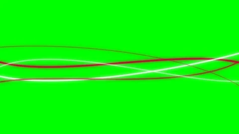 Abstract red and white flowing wave lines isolated on a vivid green backgroun Vídeos de archivo 340905039