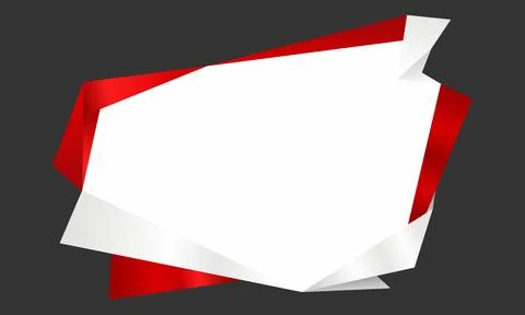 Abstract Red and White Folded Origami Banner for Promo Discount Badges Stock Illustration