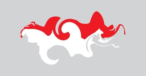 Abstract red and white liquid wave shape graphic design element on grey イラスト素材