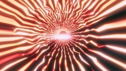 Abstract red and white neon tunnel with jagged glowing lines converging tow.. Stock Footage 334613850