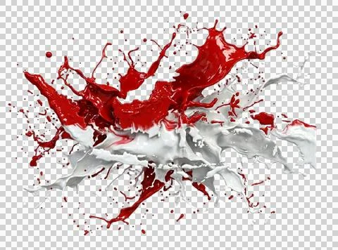 Abstract red and white paint splash shaped like Indonesian archipelago on c.. Stock Illustration