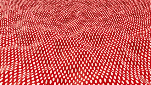 Abstract Red and White Polka Dot Pattern with Undulating 3D Terrain Surface Stock Footage 336691268
