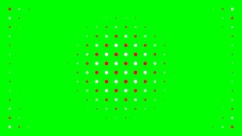 Abstract red and white polka dot border pattern on a vibrant green background Stock Footage 340901773