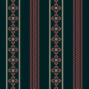 Abstract red and white repeated seamless borders Stock Illustration