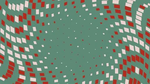 Abstract red and white square pattern on teal background Stock Illustration