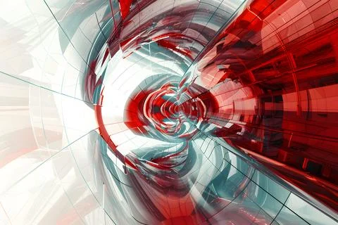Abstract red and white technological tunnel Stock Photos