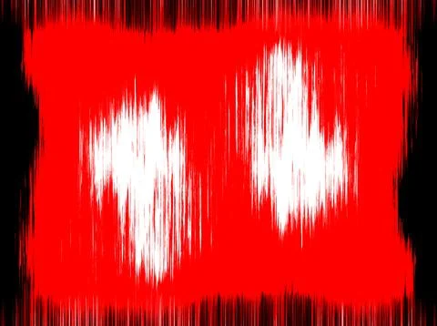 Abstract Red and White Textured Rectangle with Frayed Edges on Black Stock Illustration