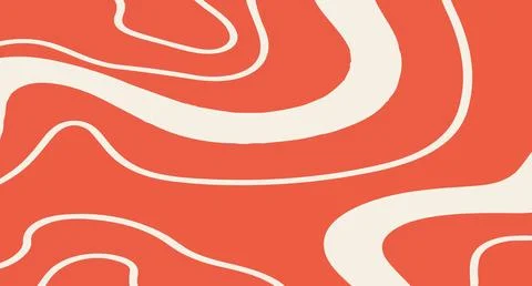 Abstract red and white wavy pattern background with flowing curved lines and Stock Illustration