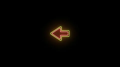 Abstract red and yellow neon left arrow sign on black background 4k video Vídeo Stock 343760403