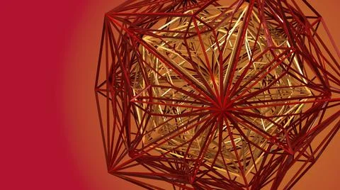 Abstract Red and Yellow Sphere Wireframe  Stock Illustration