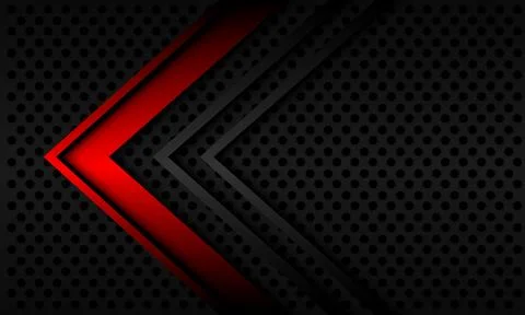 Abstract red arrow direction geometric on grey circle mesh pattern design Stock Illustration