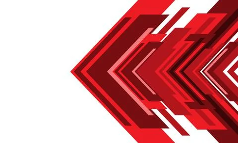 Abstract red arrow geometric direction on white with blank space design moder Stock Illustration