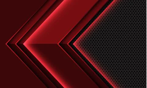 Abstract red arrow geometric shadow direction on grey circle mesh design mode Stock Illustration