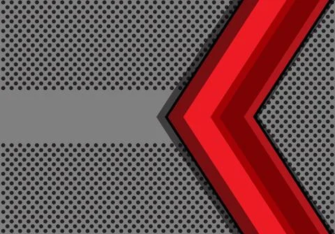 Abstract red arrow on gray circle mesh design modern background vector. Stock Illustration