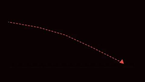 Abstract red arrow pointing down on black background, motion graphic element Stock Footage 343659793