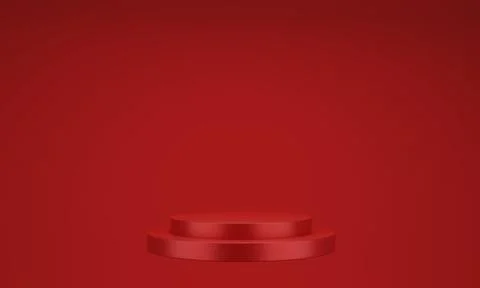 Abstract red background. 3d rendering with podium. Minimal red scene. Stock Illustration
