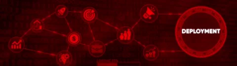 Abstract red background with binary code and connected business icons showi.. Stock Footage 332396066