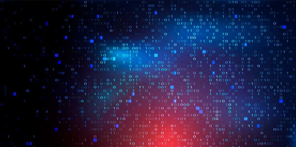 Abstract Red Background with Binary Code. Hack Attack Concept Stock Illustration