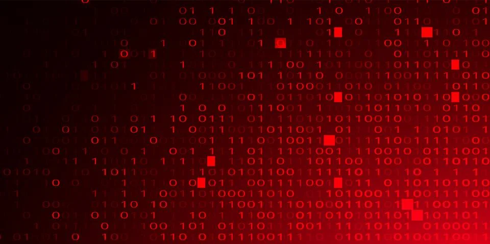 Abstract Red Background with Binary Code. Malware, or Hack Attack Concept Illustrazione stock