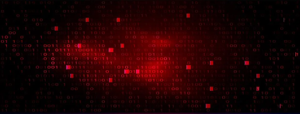 Abstract Red Background with Binary Code. Malware, or Hack Attack Concept Stock Illustration