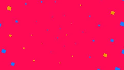 Abstract red background with blue and yellow confetti squares イラスト素材