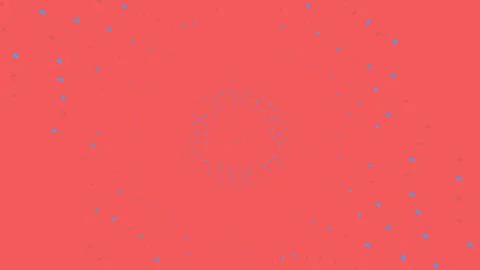 Abstract red background with blue dots in circular pattern Stock Illustration
