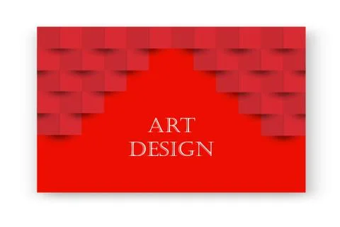 Abstract red background with brick shadow texture. Vector 3d white geometric Stock Illustration