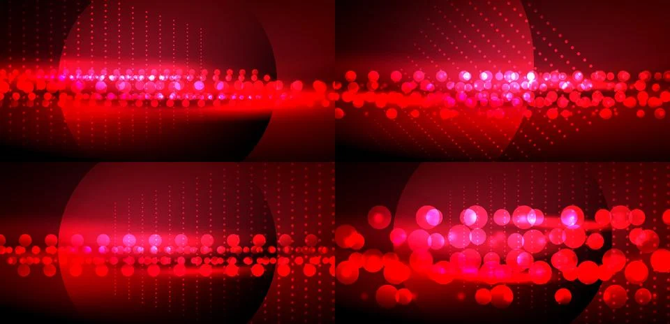 Abstract red background. Circles, dots create dynamic visual effect. Dark spa Stock Illustration