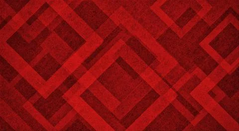 Abstract red background design with diamond or square shapes layered in geome Stock Illustration