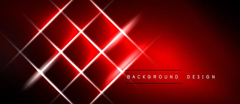Abstract red background features bright white lines forming geometric grid Stock Illustration