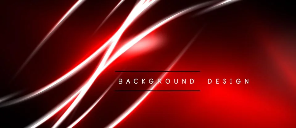 Abstract red background features glowing lines. Dynamic composition creates Illustrazione stock
