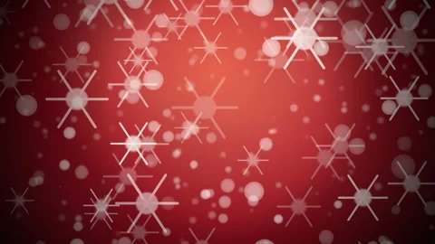 Abstract red background with floating white snowflakes and sparkling particles Stock Footage 345429658
