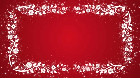 Abstract red background with flower frame and glowing particles Stock Footage 89461255