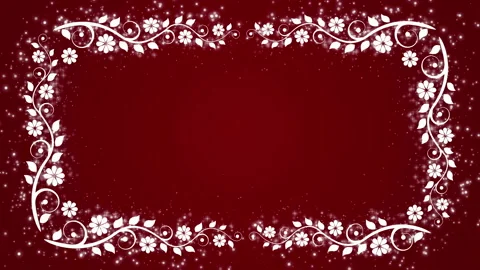 Abstract red background with flower frame and glowing particles Stock Footage 89597350
