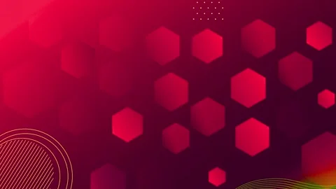 Abstract red background with geometric moving hexagon shapes 库存影片 346969779