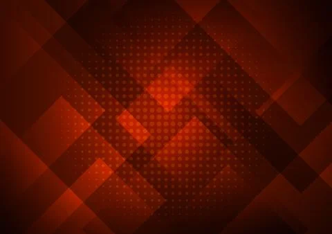 Abstract red background with geometric square shapes layer in transparent des Stock Illustration